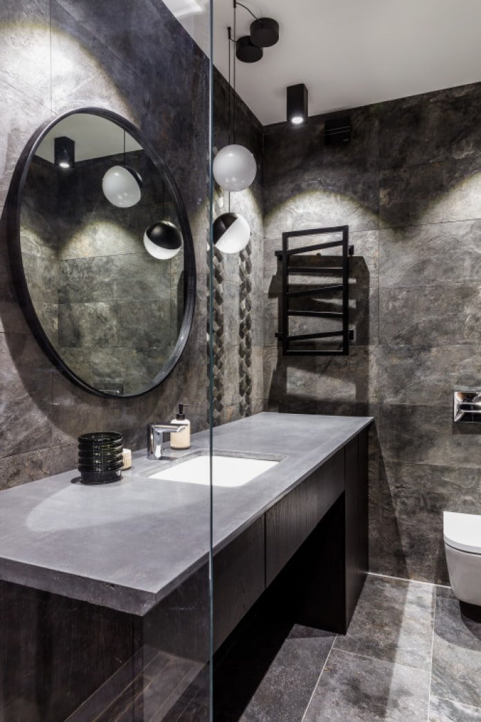 detalhes em preto no banheiro