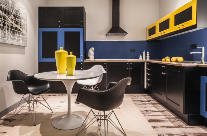 Combinação de amarelo, preto e azul