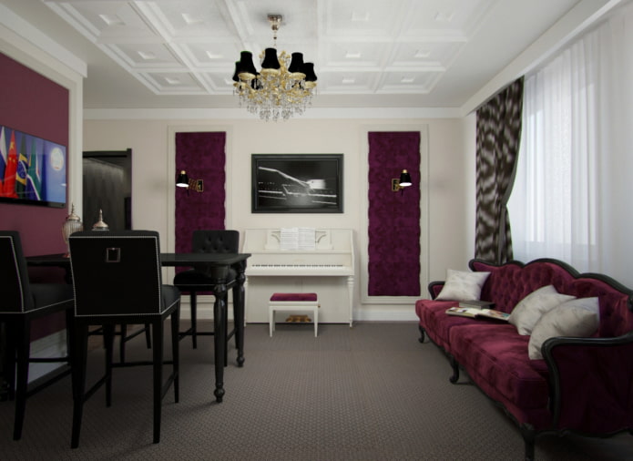 sala de estar clássica marsala