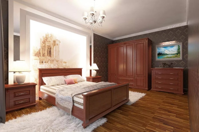 conjunto de quarto cor de nogueira