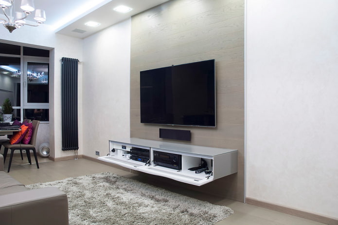 Suporte de TV em um interior de estilo moderno
