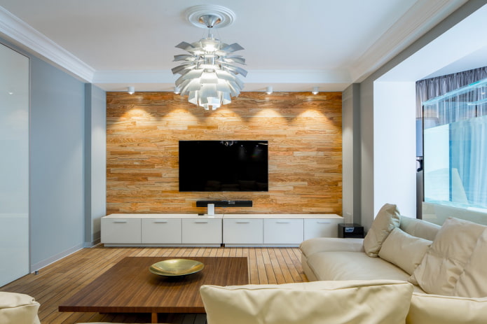 Suporte de TV em um interior de estilo moderno