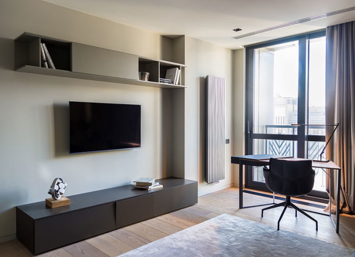 Suporte de TV em um interior minimalista