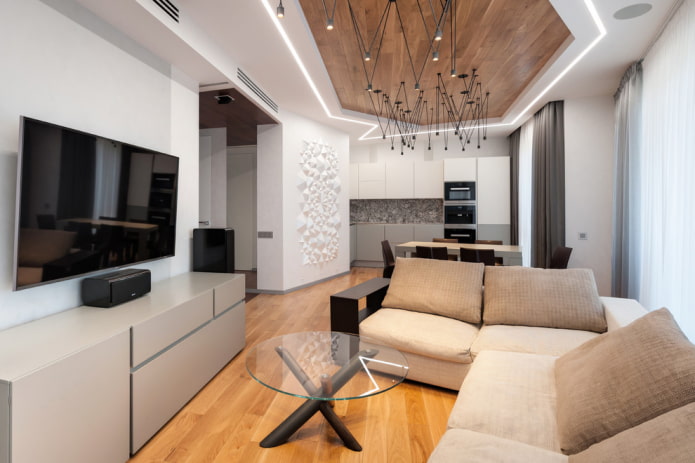Suporte de TV em um interior de estilo moderno