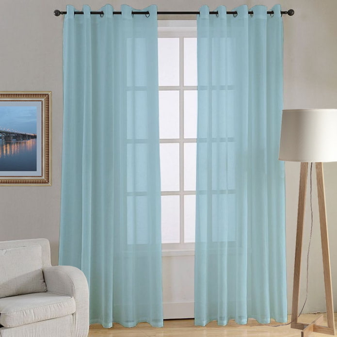 cortinas azuis com ilhós