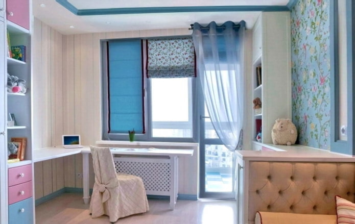 cortina com ilhós no quarto de uma criança