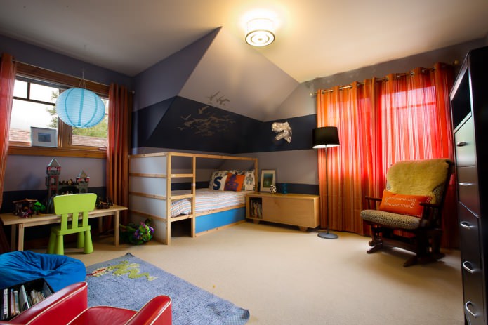 cortinas com fecho de ilhós em quarto infantil