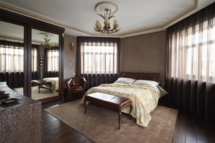 cortinas marrons no quarto