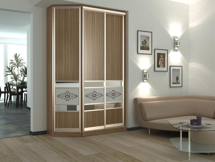 design de um guarda-roupa de canto no interior do corredor