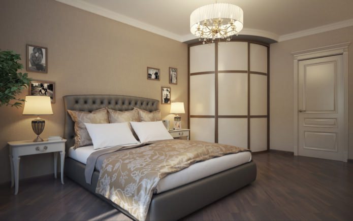 guarda-roupa de canto radial no quarto