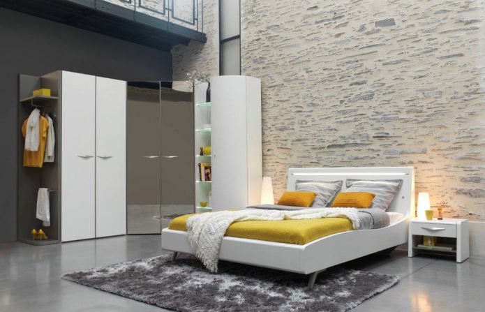 Design de um guarda-roupa de canto no quarto