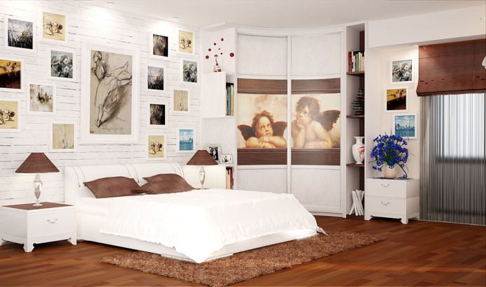 guarda-roupa de canto radial no quarto