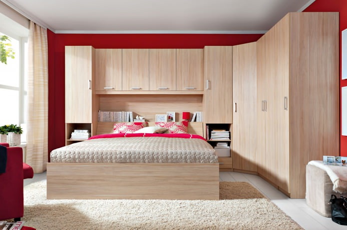 Design de um guarda-roupa de canto no quarto
