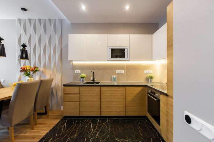 cozinha em forma de canto em estilo moderno
