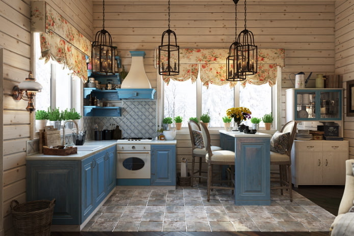 cozinha de canto no estilo provençal