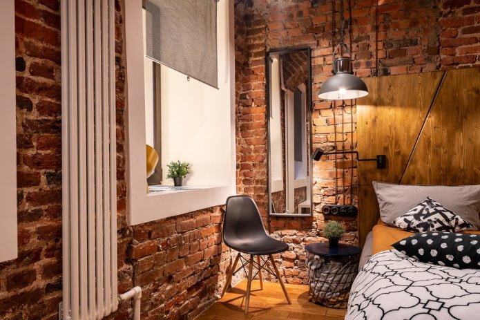 Luminária pendente em um quarto loft