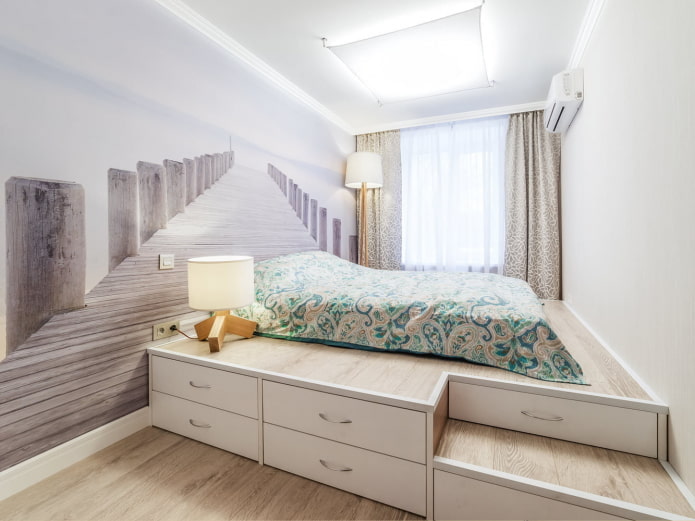 pódio com gavetas no quarto