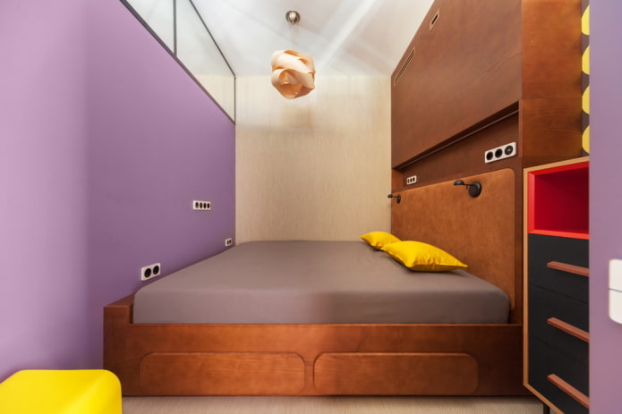 esquema de cores de um quarto estreito