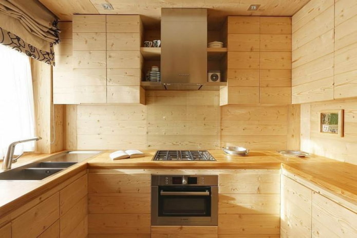 Conjunto de cozinha feito de ripa