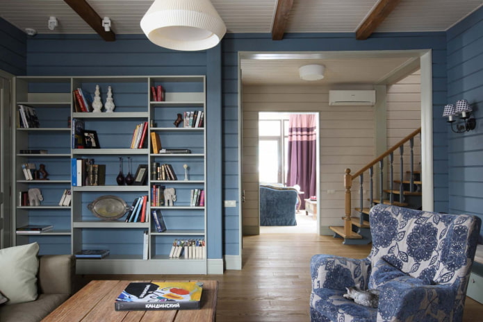 sala de estar em azul