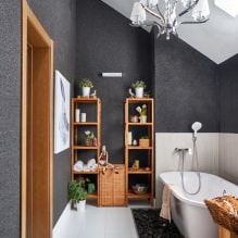 Design de banheiro no sótão: características de acabamento, cor, estilo, escolha de cortinas, 65 fotos-0