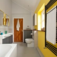 Projeto de banheiro no sótão: características de acabamento, cor, estilo, escolha de cortinas, 65 fotos - 6