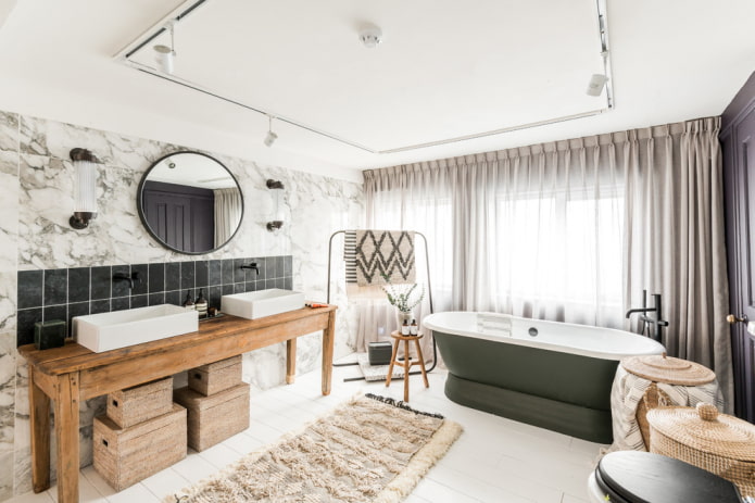 Decoração de banheiro com têxteis