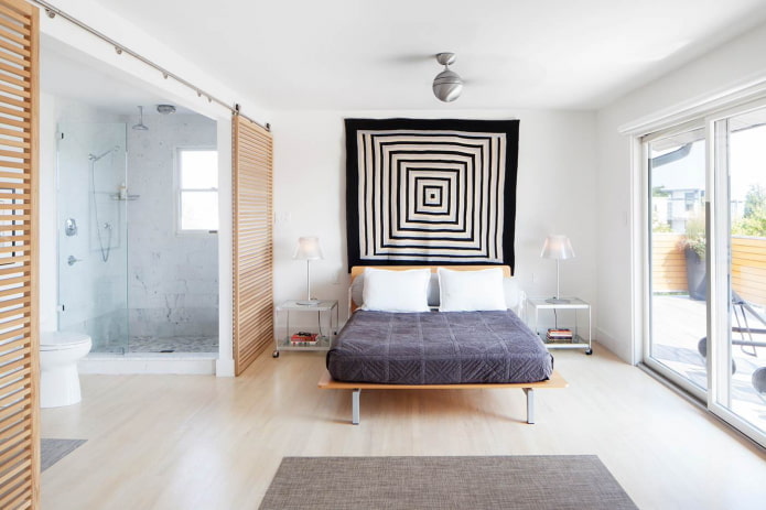 Chuveiro em um quarto escandinavo