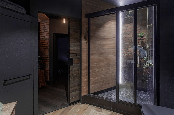 Design de box de chuveiro em estilo loft