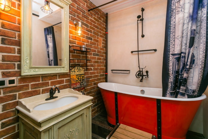 encanamento no banheiro em estilo loft