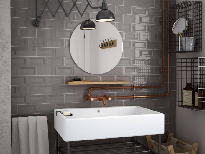 iluminação no interior de um banheiro em estilo loft
