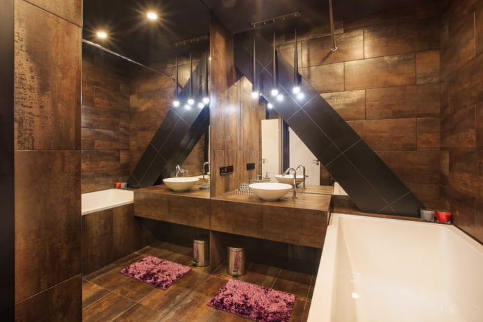 esquema de cores de um banheiro em estilo loft