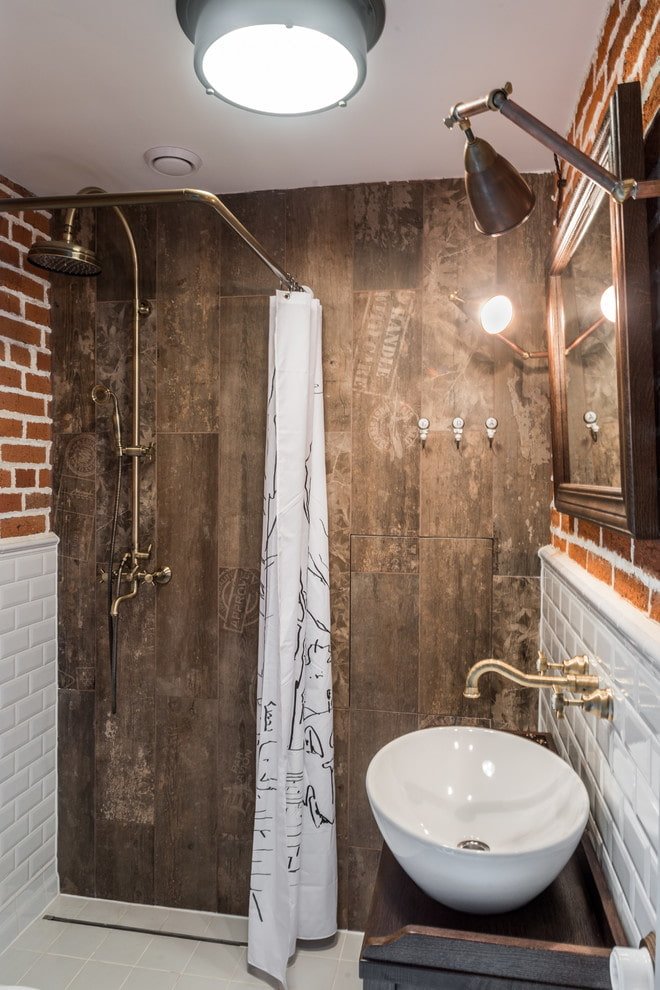 Decoração de banheiro em estilo loft