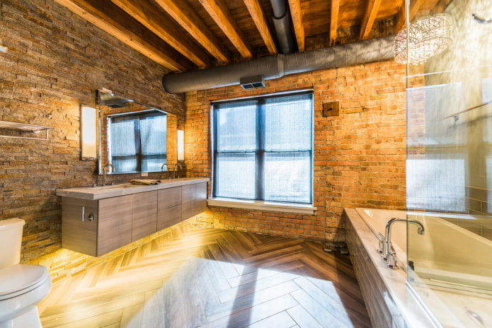 decoração de banheiro em estilo loft