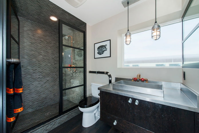 design de banheiro em estilo loft