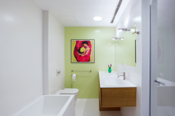 decoração e iluminação de banheiro em estilo minimalista