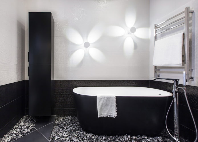 decoração e iluminação no banheiro no estilo minimalista
