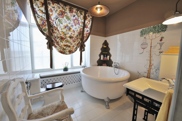 Cabana redonda no banheiro