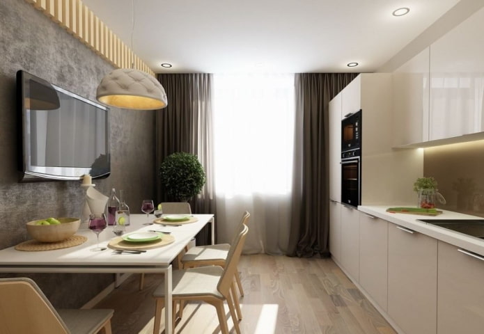 TV acima da mesa na cozinha