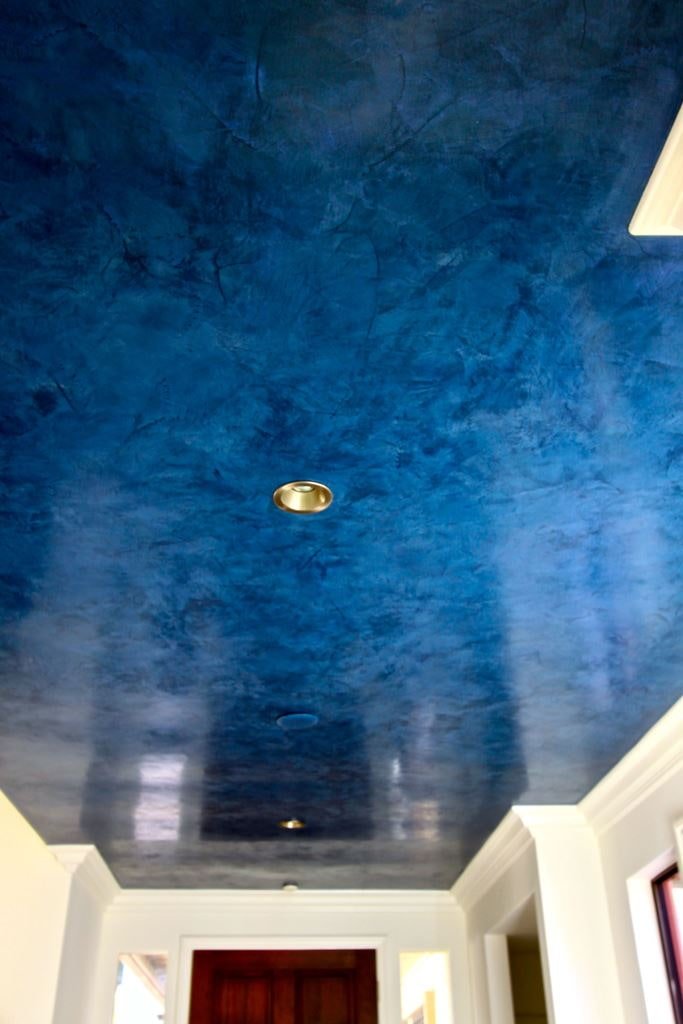 Gesso decorativo veneziano de cor azul