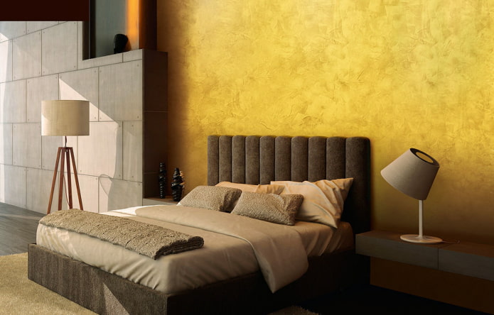 Gesso decorativo veneziano sob ouro no interior