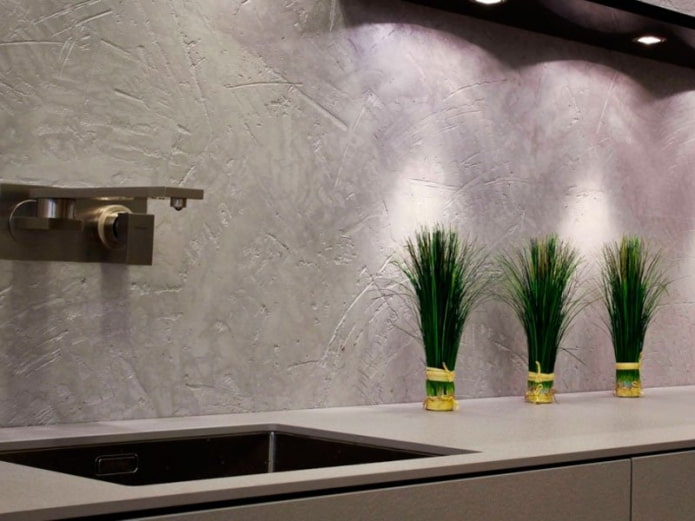 Gesso decorativo veneziano na cozinha