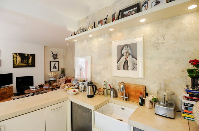 Gesso decorativo veneziano na cozinha