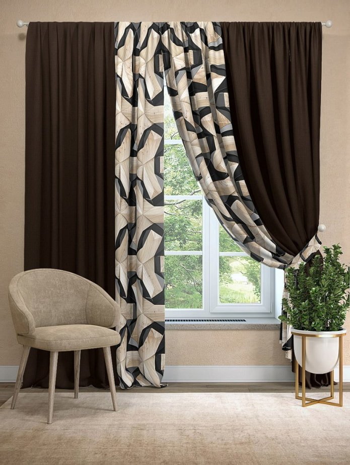 uma combinação de dois tipos de cortinas