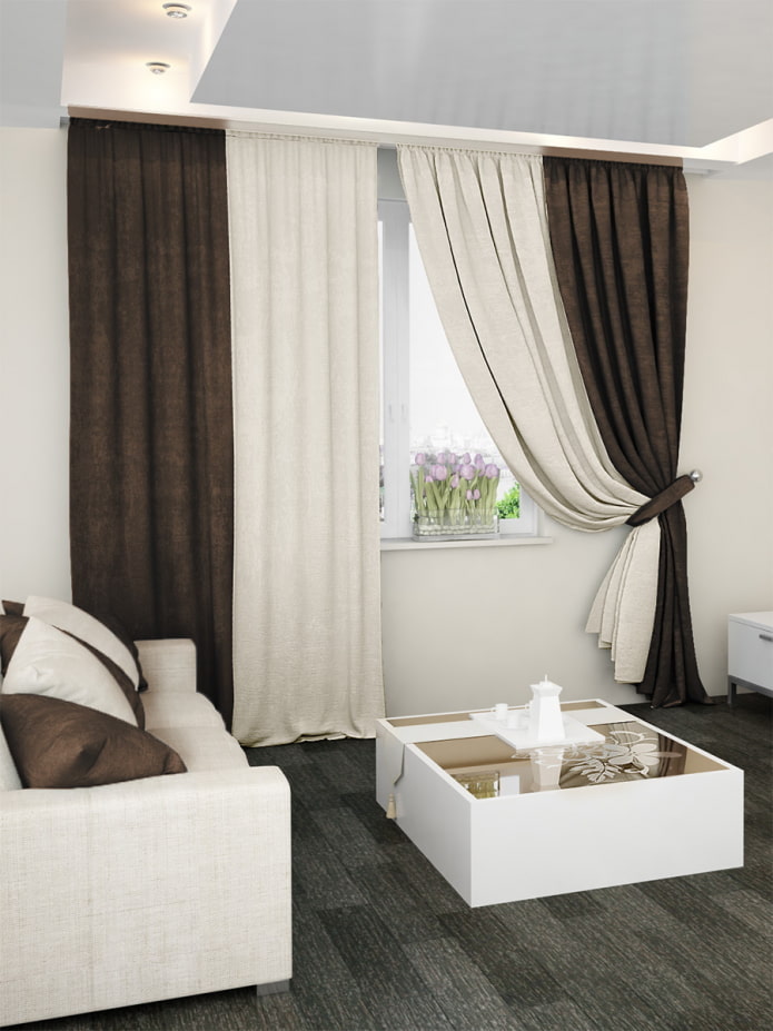 cortinas marrons com branco