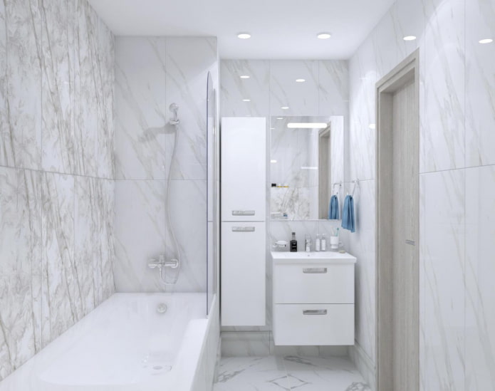 acabamento de banheiro em mármore branco