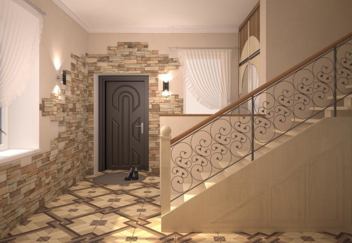 decoração de porta com pedra no interior