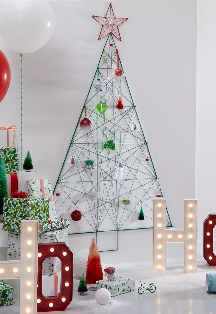 Árvore de Natal de parede de linha