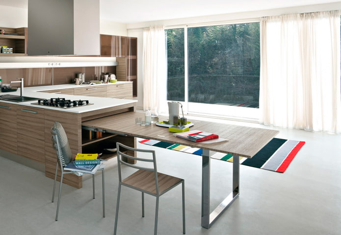 mesa de jantar retrátil no interior