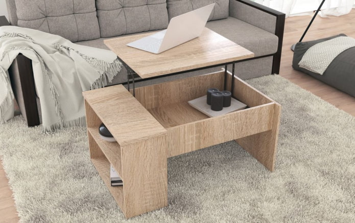 mesa retrátil no interior da sala de estar